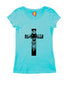 Cross with lion silhoutte Christianity Womens Tshirts